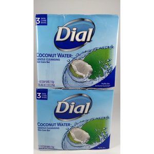 Dial Coconut Water 4 oz Soap Bars 3 Pack Lot Of 2 Packages Total 6 Bar Soaps